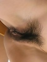 Yuka at home shows her hairy pussy